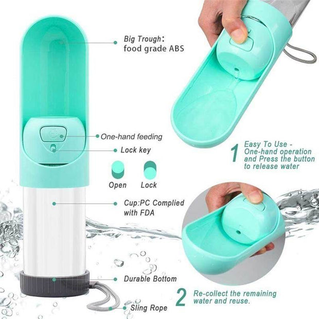 Portable Pet Dog Water Bottle 300ml Drinking Bowl